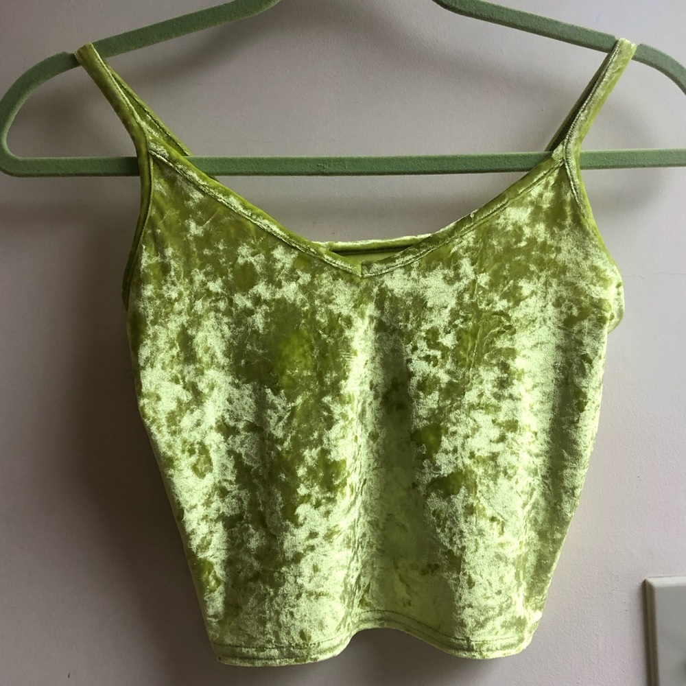 Green velvet crop top